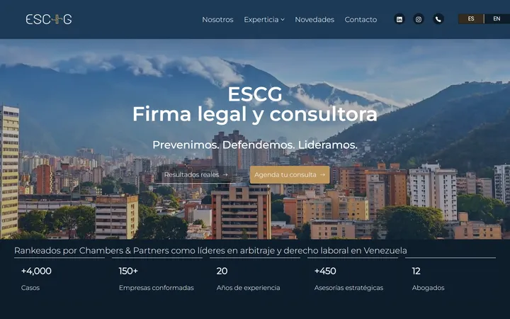 ESCG Abogados home page, built by Sell with Marketing