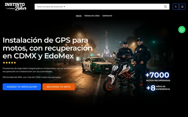 Startseite von Instinto Biker, gebaut von Sell with Marketing