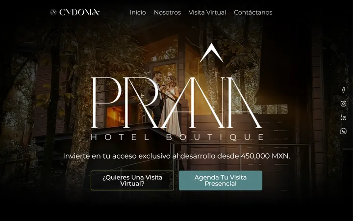 Startseite von Prana Hotel Boutique, gebaut von Sell with Marketing